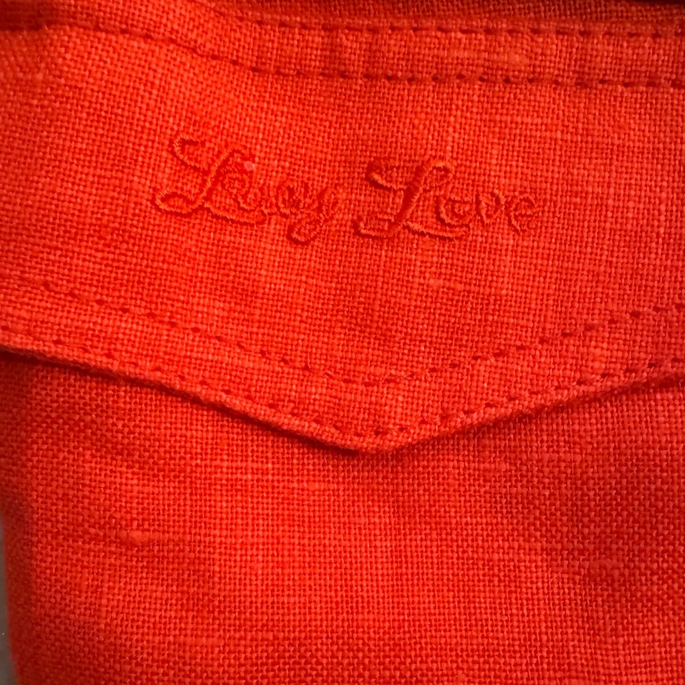 Lucy Love Scarlet 100% Linen Orange Capri Pants NWT